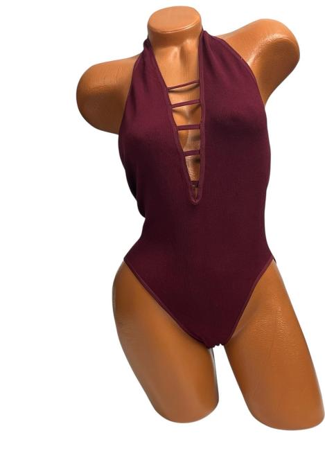 Body De Dama, Fara Bretele si Chilot Clasic ,Culoare Bordo ,Engros